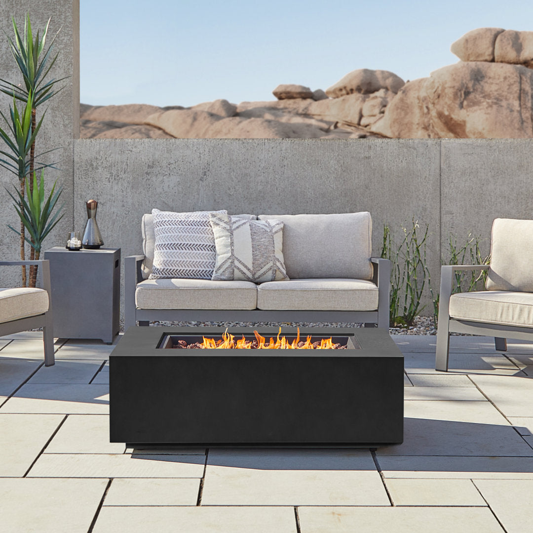 AEGEAN Propane / Natural Gas Outdoor Fire Pit Table Real Flame Size: 15" H x 50" W x 32" D Finish: Black