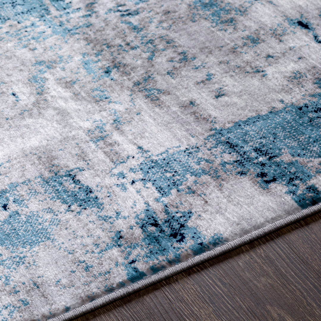 Cornwell Machine-Woven Abstract Aqua/Navy Area Rug Steelside™ Rug Size: Rectangle 2' x 3'