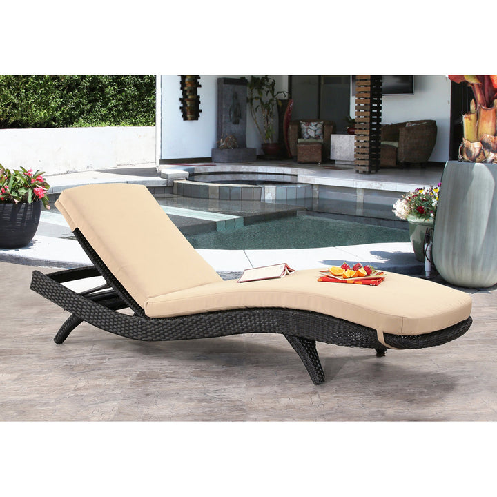 Cleghorn 79" Long Reclining Single Chaise Sunbrella with Cushion Ivy Bronx Color: Buttercream Beige