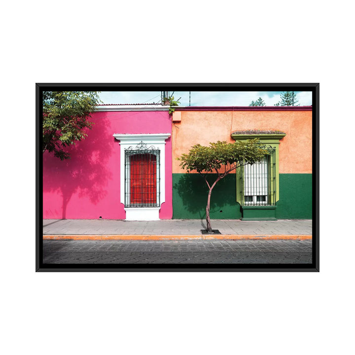 ¡Viva Mexico! Series: Mexican Colorful Facades' Photographic Print on Canvas East Urban Home Mat Color: No Mat Size: 40" H x 60" W x 1.5" D Format: Black Framed Canvas
