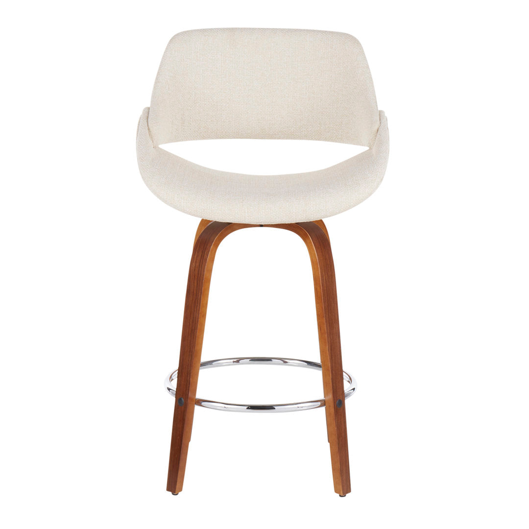 Lakyia Upholstered Bar & Counter Stool with Round Footrest George Oliver Upholstery: Cream, Seat Height: Counter Stool (26" Seat Height)