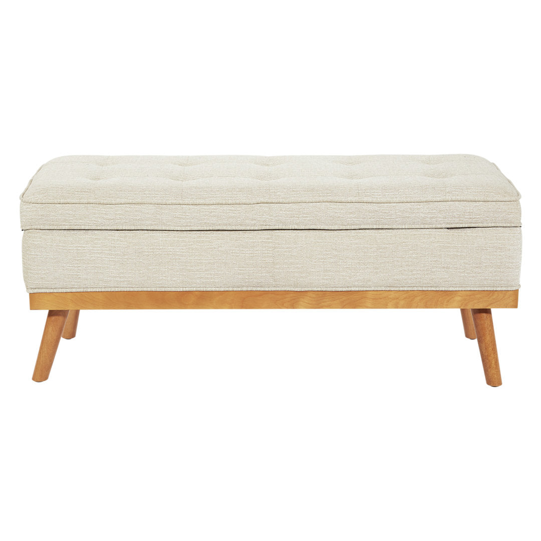 Boyu Upholstered Flip Top Storage Bench George Oliver Upholstery Color: Beige Polyester Blend