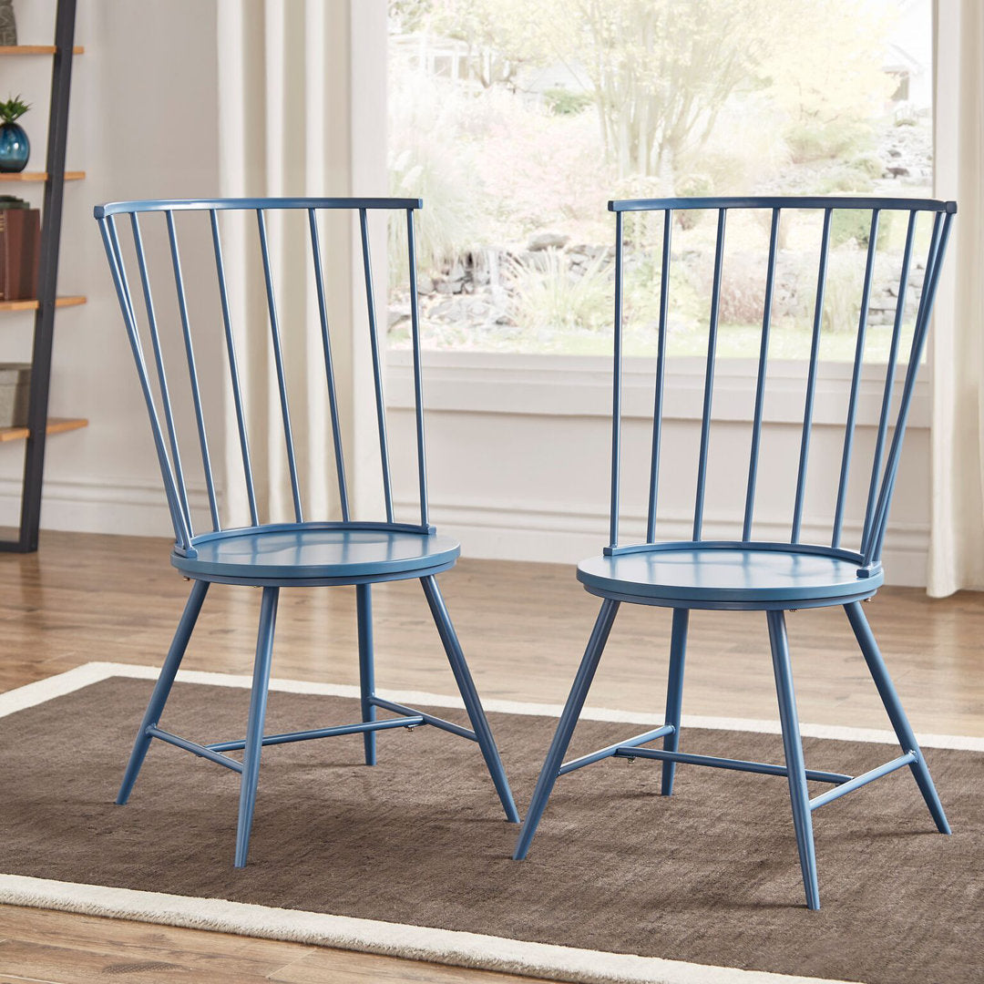 Kennamer Metal Slat Back Side Chair (Set of 2) Laurel Foundry Modern Farmhouse® Color: Bluesteel