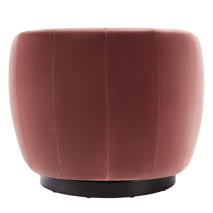 Marcy Upholstered Swivel Barrel Chair Joss & Main Leg Color: Espresso Fabric OR Leather Type: Falkirk Reddish Brown Velvet