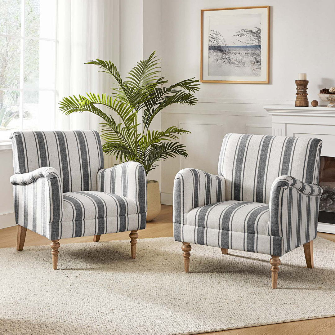 Lila Upholstered Armchair with Solid Wood Legs (Set of 2) Sand & Stable™ Fabric: Black Polyester