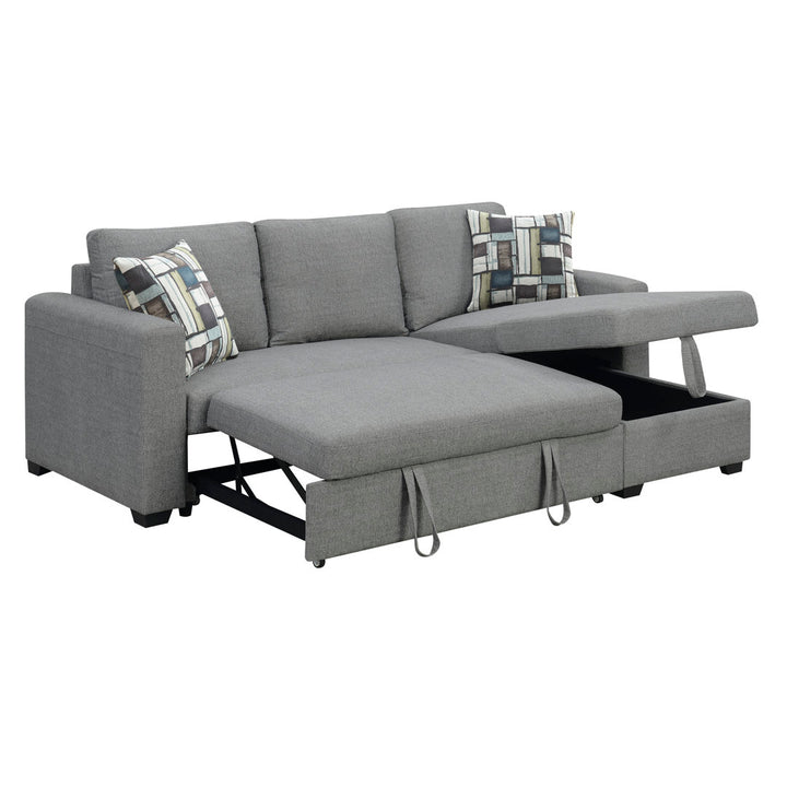 Hendrick 88.6" Wide Reversible Sleeper Sofa & Chaise Hashtag Home Fabric: Fossil Gray