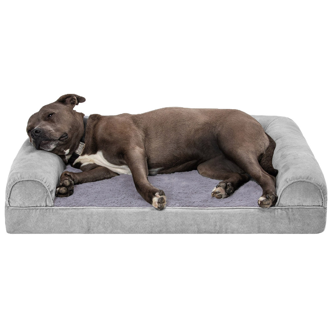 Quilted Orthopedic Bolster Sofa Pet Bed FurHaven Color: Smoke Gray Size: Large (36" W x 27" D x 6.5" H)