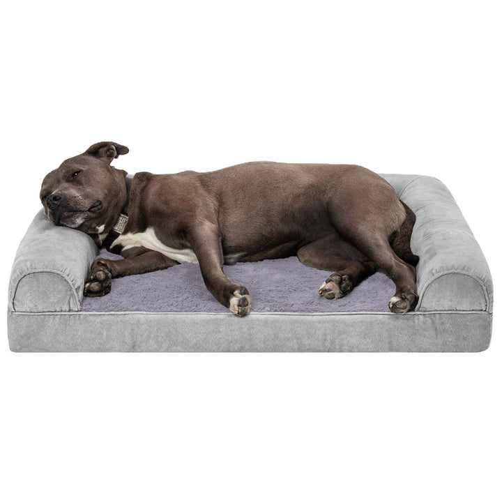 Quilted Orthopedic Bolster Sofa Pet Bed FurHaven Color: Smoke Gray Size: Large (36" W x 27" D x 6.5" H)
