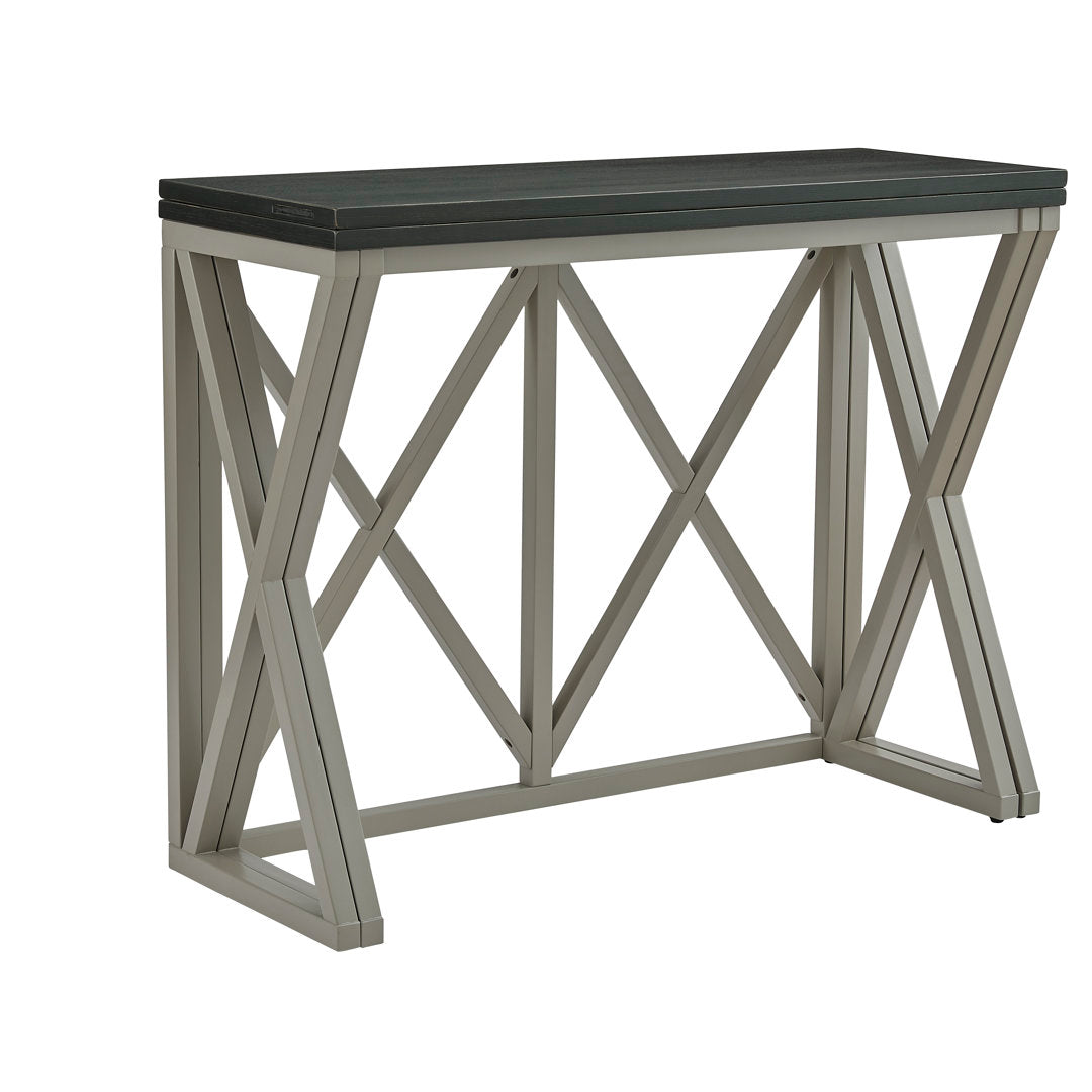 Montevious Counter Height Folding Double Pedestal Dining Table Gracie Oaks Table Top Color: Black Top/Gray Base