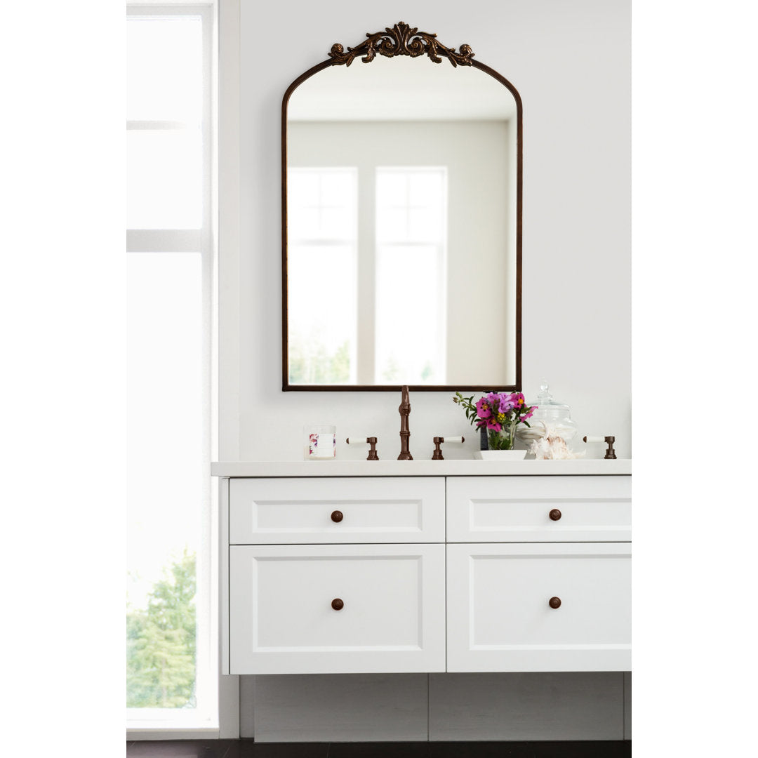Anglo Arendahl Traditional Accent Mirror Fleur De Lis Living Size: 36" x 24" Finish: Bronze