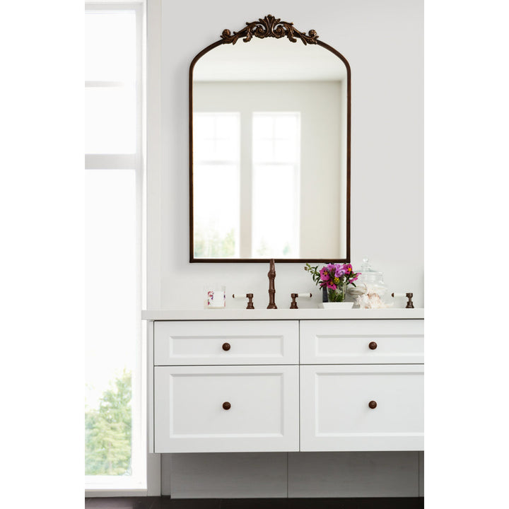 Anglo Arendahl Traditional Accent Mirror Fleur De Lis Living Size: 36" x 24" Finish: Bronze