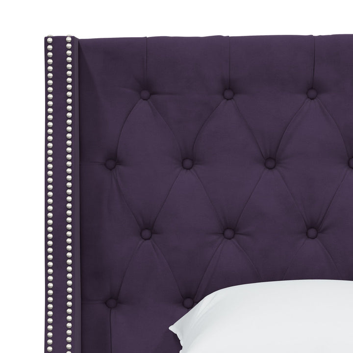 Annabel Upholstered Wingback Bed Kelly Clarkson Home Size: Twin Body Fabric: Classic Aubergine Velvet