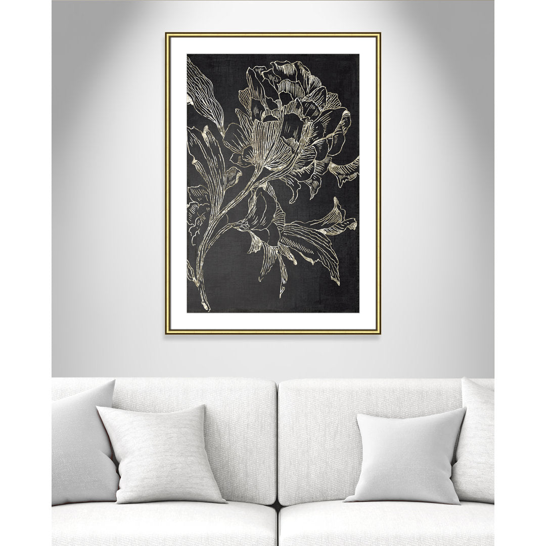 Golden Flower Folklore I by Asia Jensen - Picture Frame Graphic Art Print Joss & Main Size: 42.75" H x 30.75" W Format: Gold Framed