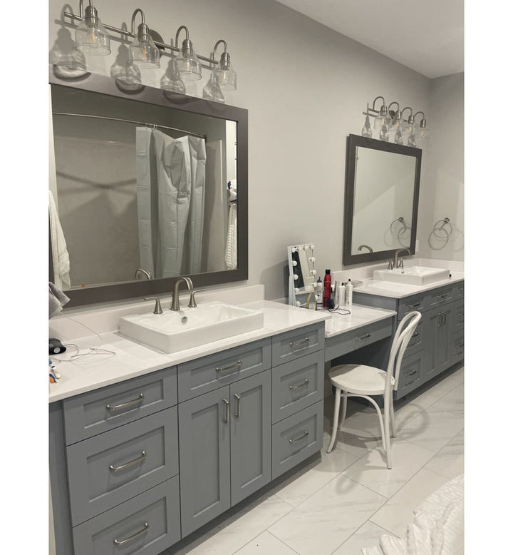Shmuel Wood Framed with Safety Backing Ideal for Bathroom / Vanity Mirror Wade Logan® Size: 30" x 54" Finish: Stainless Steel