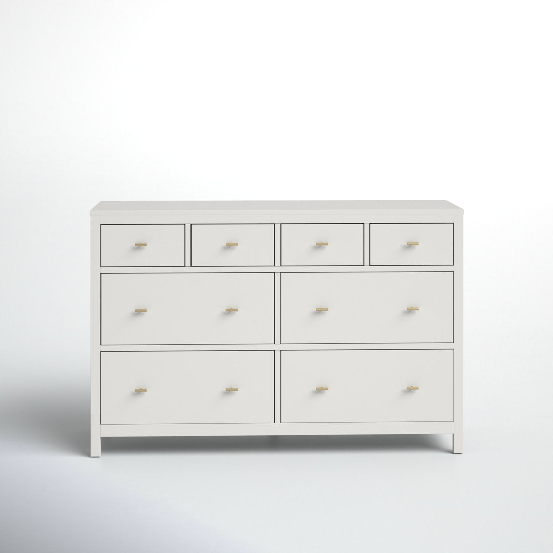 Kowalsky 8 Drawer 57.99" W Double Dresser Three Posts™ Color: Bleached White