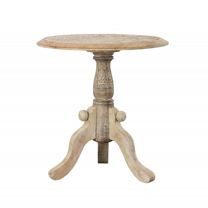 Solid Wood Pedestal End Table Bungalow Rose