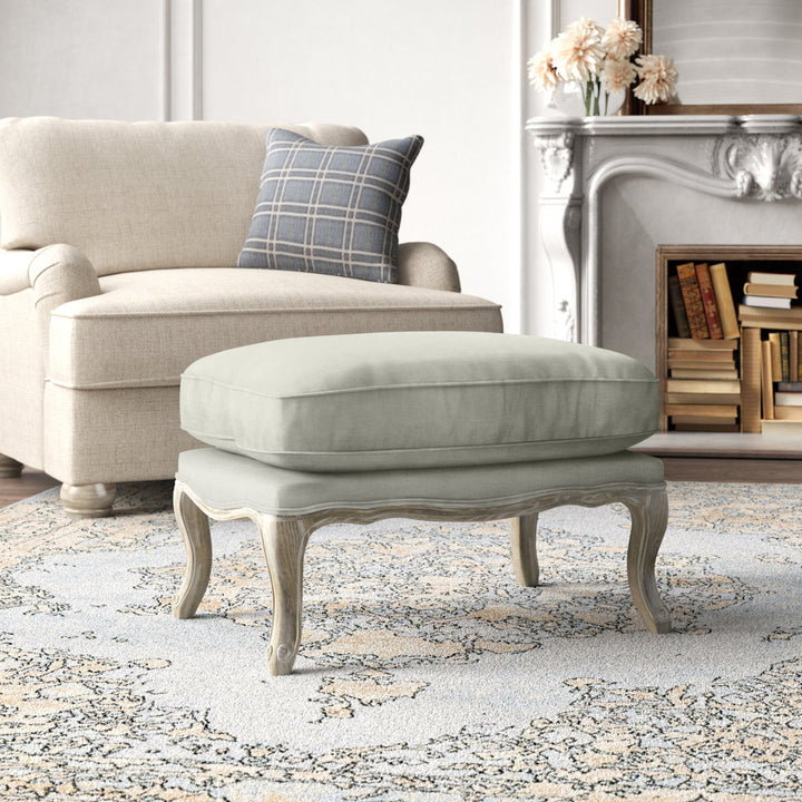 Nonna 30" Wide Velvet Rectangle Standard Ottoman Kelly Clarkson Home Fabric: White/Linen 100% Linen