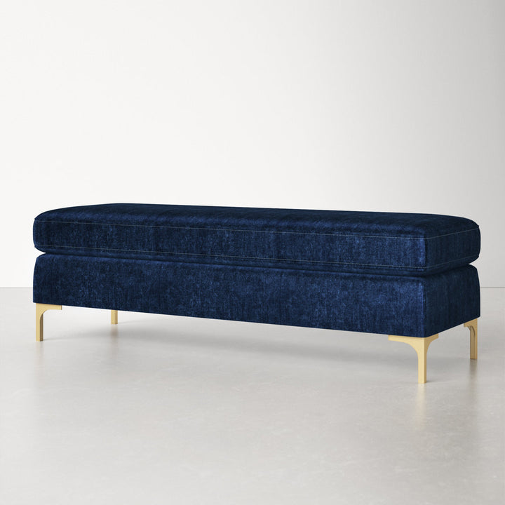 Baye Upholstered Bench AllModern Color: Navy Blue Velvet