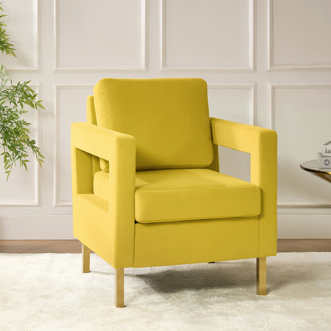 Clayne Velvet Armchair Etta Avenue™ Fabric: Yellow Velvet
