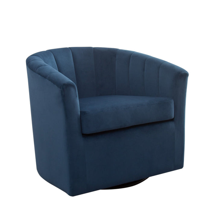 Lydia 29.5" Wide Velvet Upholstered Swivel Barrel Chair Latitude Run® Body Fabric: Blue Cotton Blend