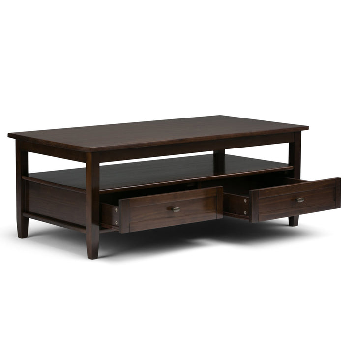 Warm Shaker SOLID WOOD 48 inch Wide Rectangle Transitional Coffee Table Simpli Home Color: Tobacco Brown