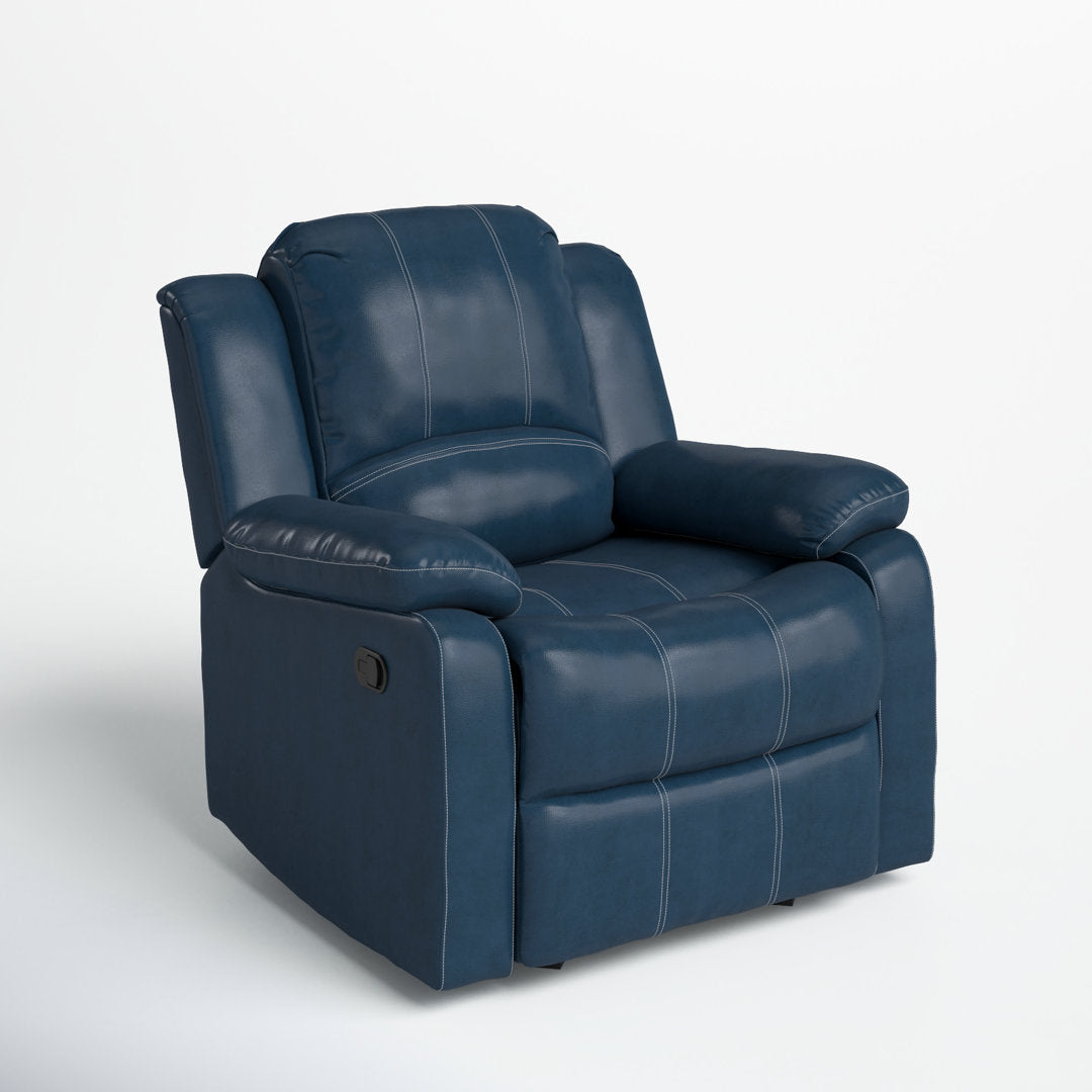 Kahler 37.75" Wide Faux Leather Manual Glider Recliner Andover Mills™ Upholstery Color: Blue Faux Leather