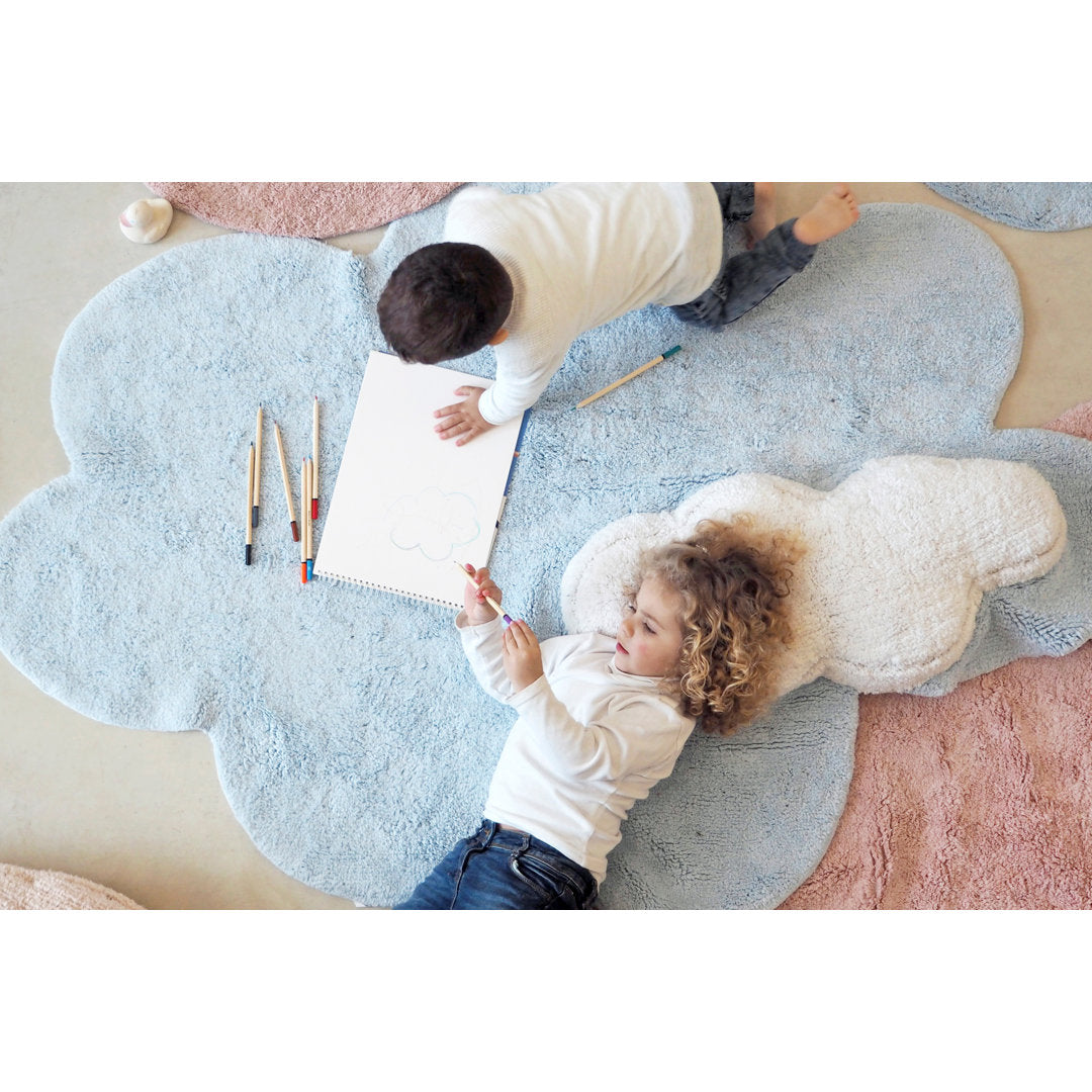Solid Color Handmade Tufted Novelty 3'7" x 5'7" Cotton Area Rug in Blue/ Soft blue Lorena Canals