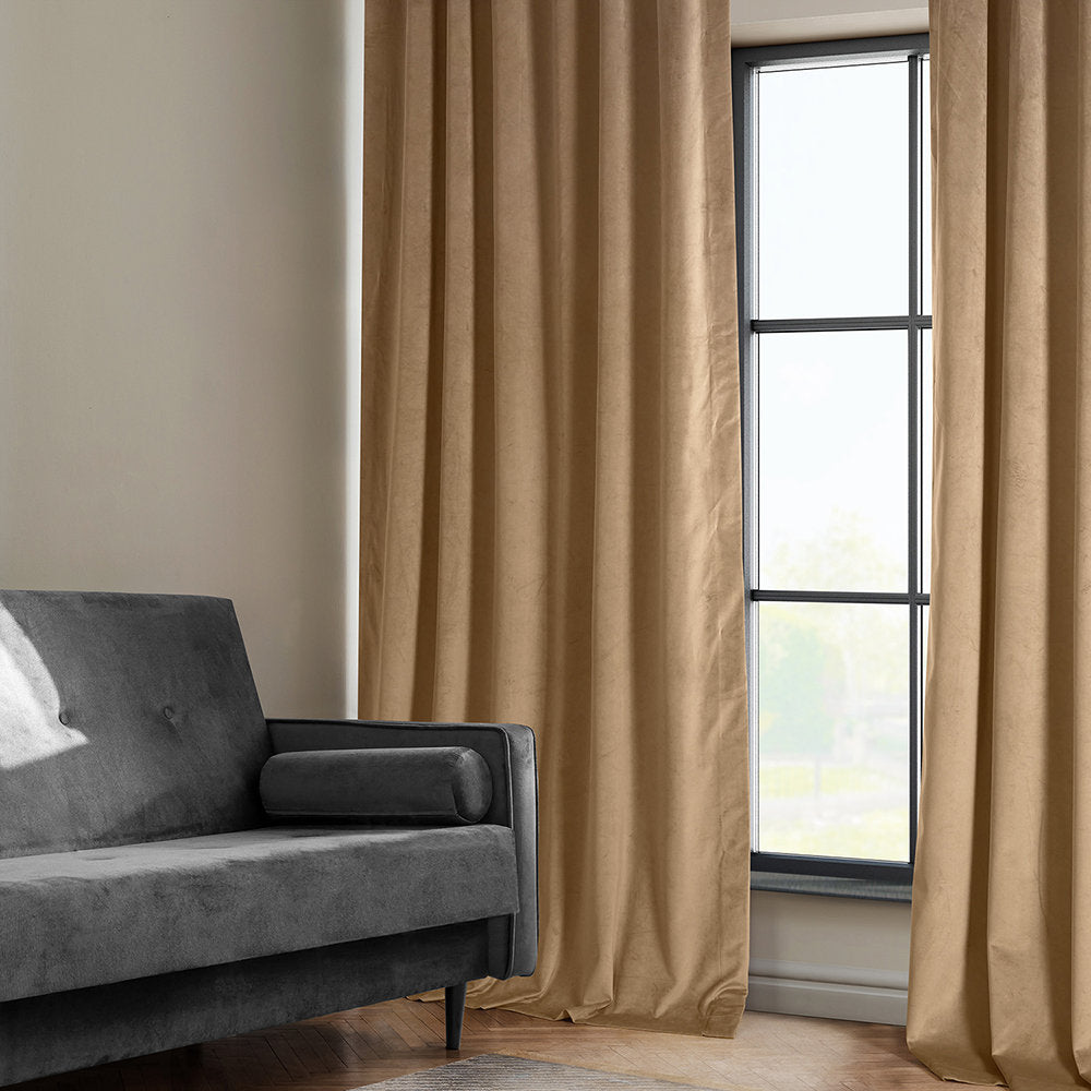 Matra Plush Velvet Curtains for Bedroom - Room Darkening Curtains for Living Room Window Single Panel AllModern Curtain Color: Spiced Rum Size per Panel: 50" W x 108" L