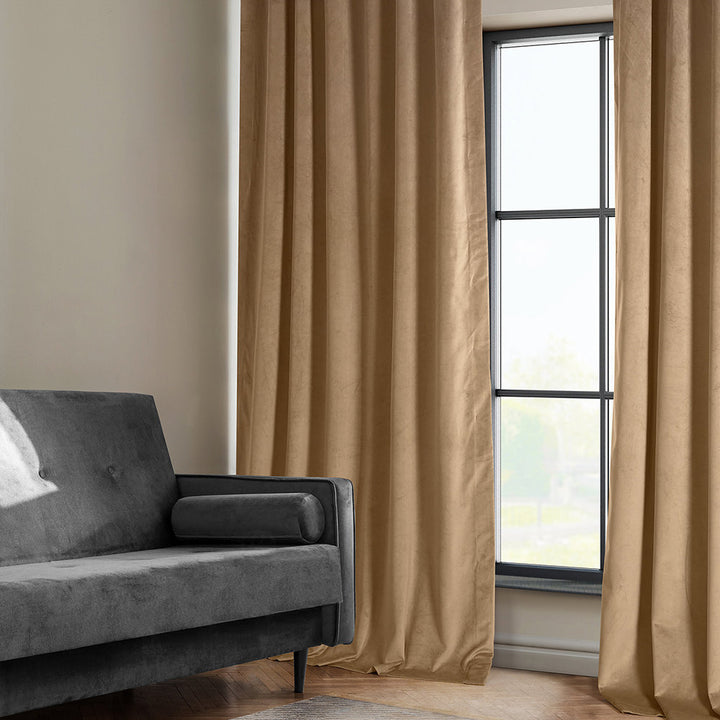 Matra Plush Velvet Curtains for Bedroom - Room Darkening Curtains for Living Room Window Single Panel AllModern Curtain Color: Spiced Rum Size per Panel: 50" W x 108" L