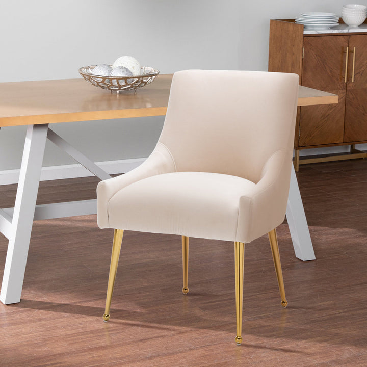 Surles Velvet Side Chair Everly Quinn Upholstery Color: Beige