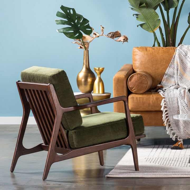 Gabe Fabric Upholstered Lounge Armchair Joss & Main Upholstery Color: Distressed Green Velvet
