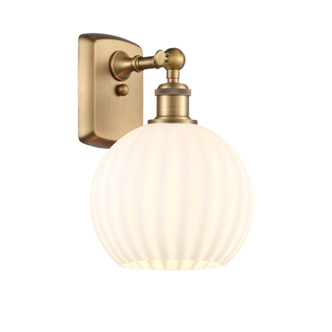 Ballston White Venetian 1 Light Sconce Longshore Tides Size: 11" H x 8" W x 8.13" D Fixture Finish: Brushed Brass