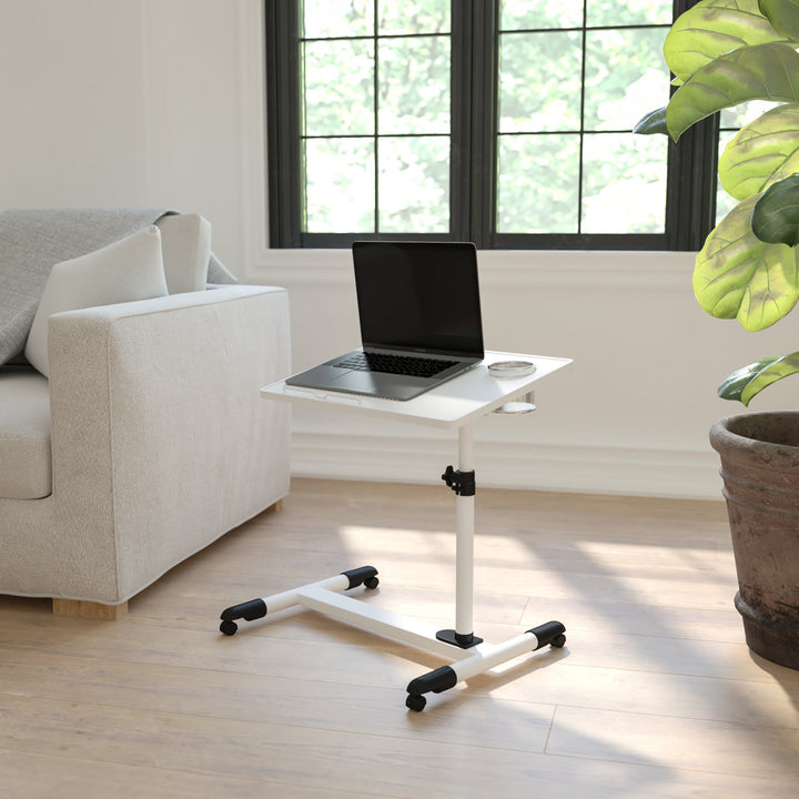 Macon Adjustable Height Steel Mobile Computer Desk Flash Furniture Color: White