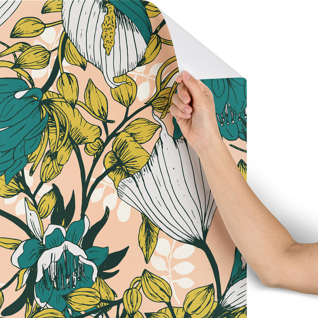 Marta Barragan Camarasa Tropical Autumnal Bloom 10' L x 24" W Matte Peel and Stick Wallpaper Panel East Urban Home Size: 10' L x 24" W