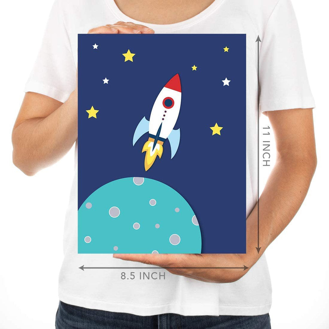 Wisner Rocket Ship 4-Piece Set Paper Print Zoomie Kids