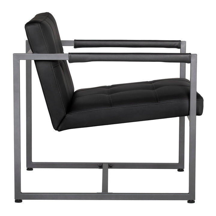Holbeach 27.5" Wide Tufted Armchair Ivy Bronx Fabric: Black Faux Leather