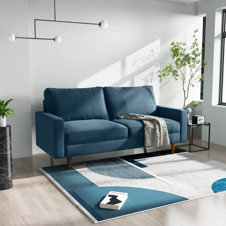 Markham 70" Velvet Square Arm Sofa Willa Arlo™ Interiors Fabric: Prussian Blue Polyester