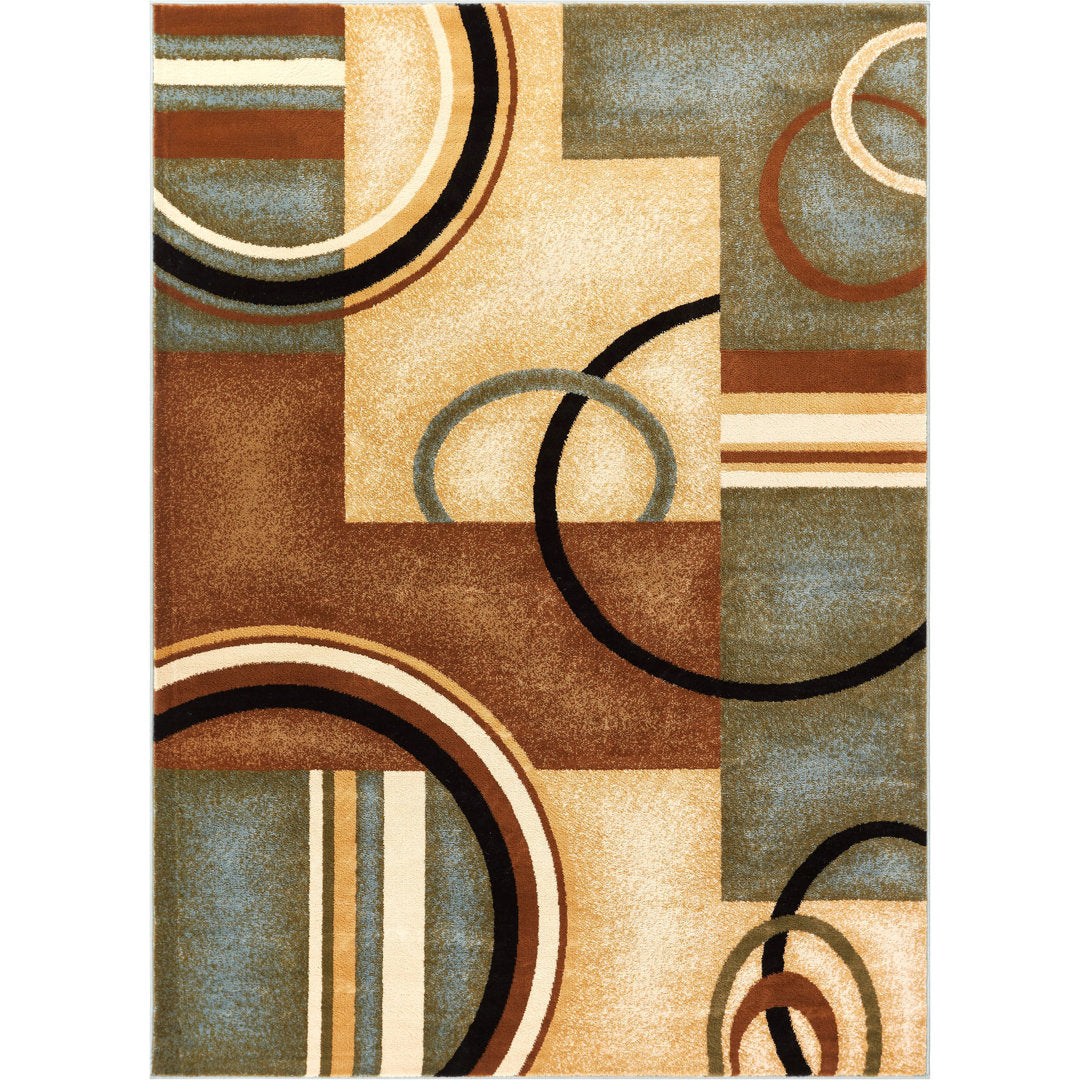 Abbie Arcs & Shapes Light Blue Modern Rug Winston Porter Rug Size: Rectangle 2'3" x 3'11"