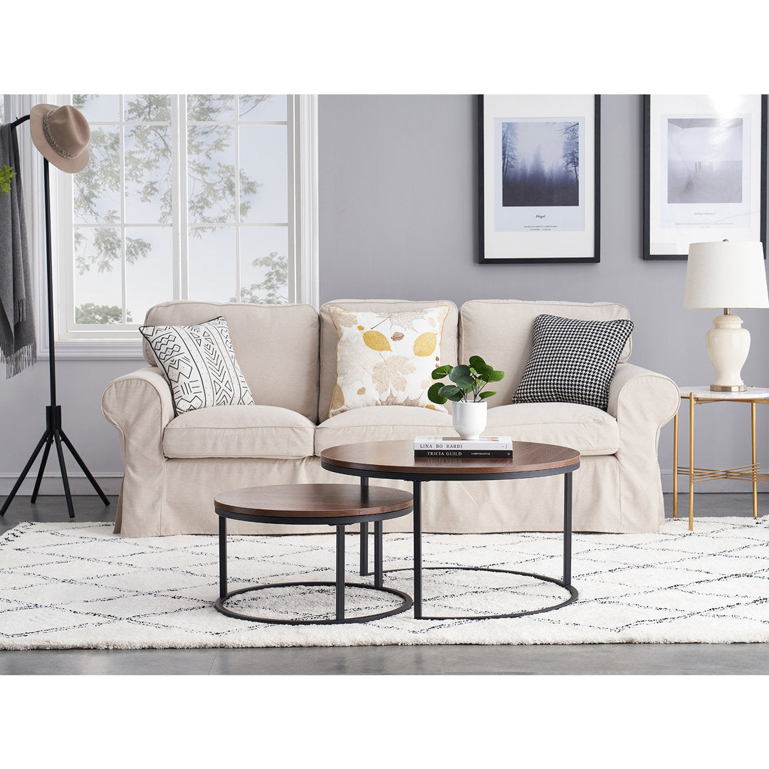 Amyris 2 Piece Coffee Table Set Steelside™ Table Top Color: Brown, Table Base Color: Black