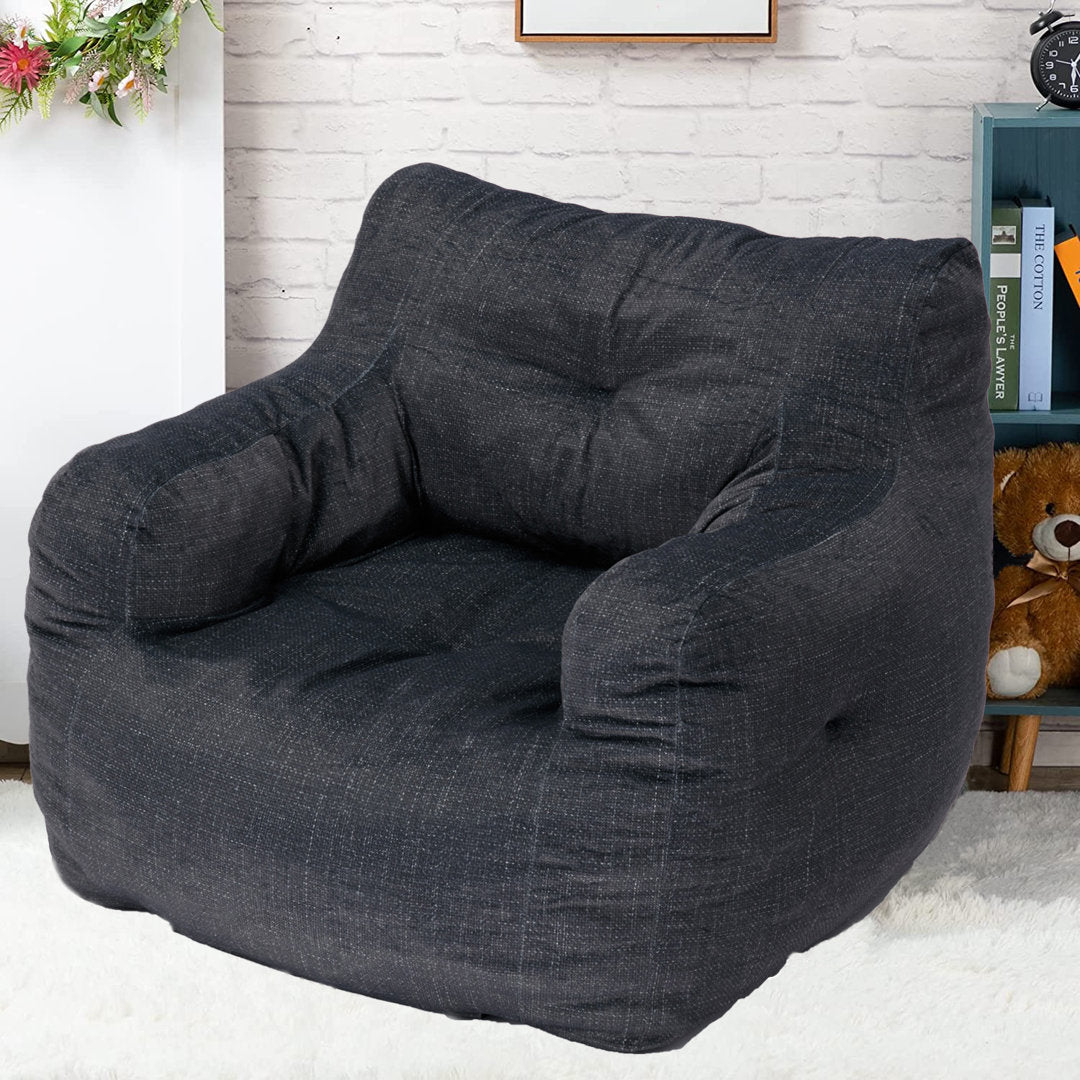 Medium Bean Bag Chair Viv + Rae™ Body Fabric: Dark Gray Teddy Linen