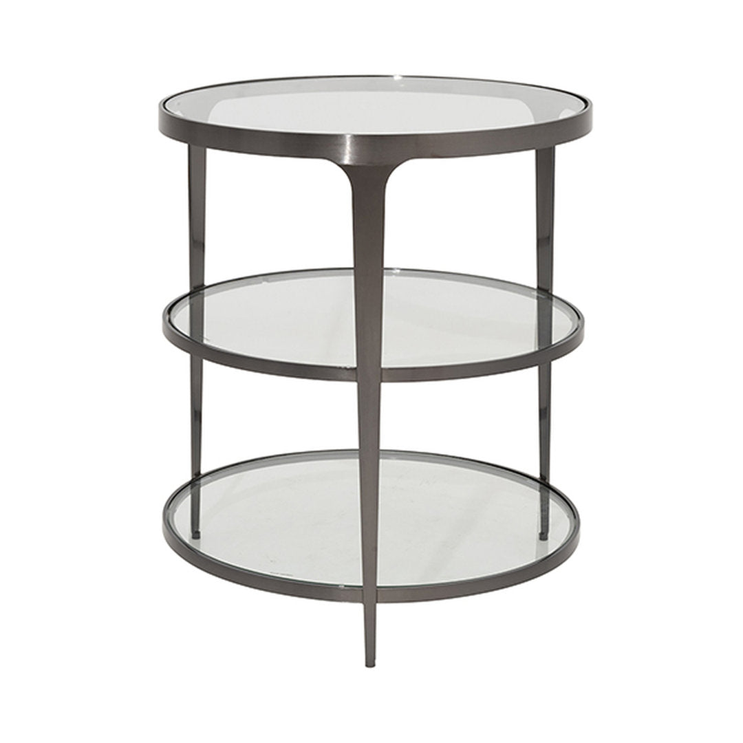Vienna 26'' Tall Glass 3 Legs End Table Worlds Away Table Base Color: Gunmetal