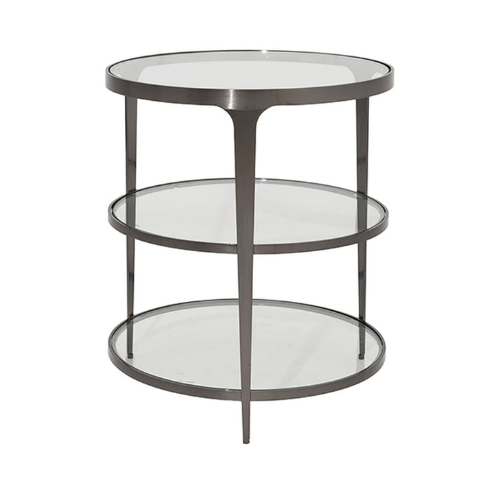 Vienna 26'' Tall Glass 3 Legs End Table Worlds Away Table Base Color: Gunmetal