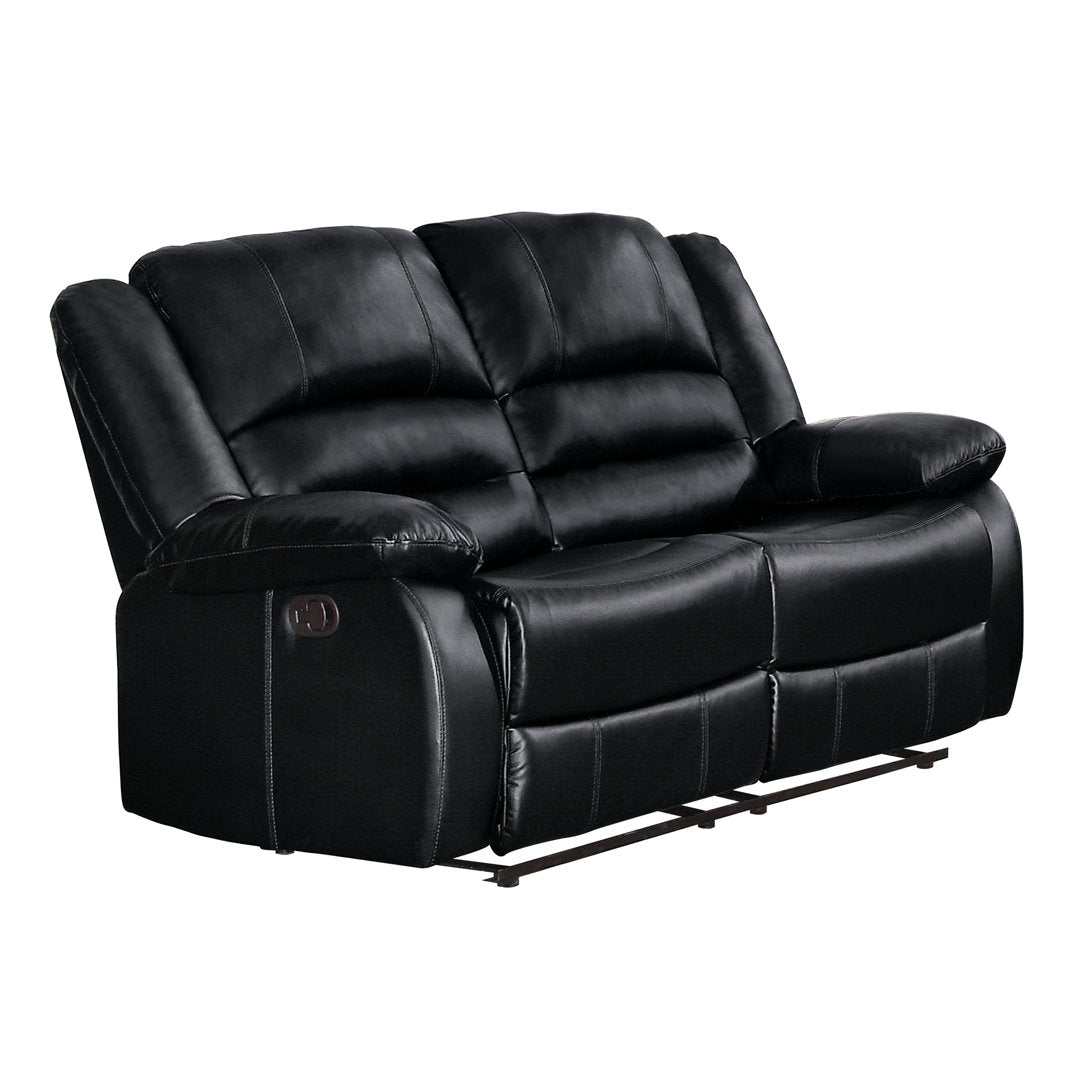 Jianyu 62" Faux Leather Pillow Top Arm Reclining Loveseat Red Barrel Studio® Leather Type: Black Faux Leather
