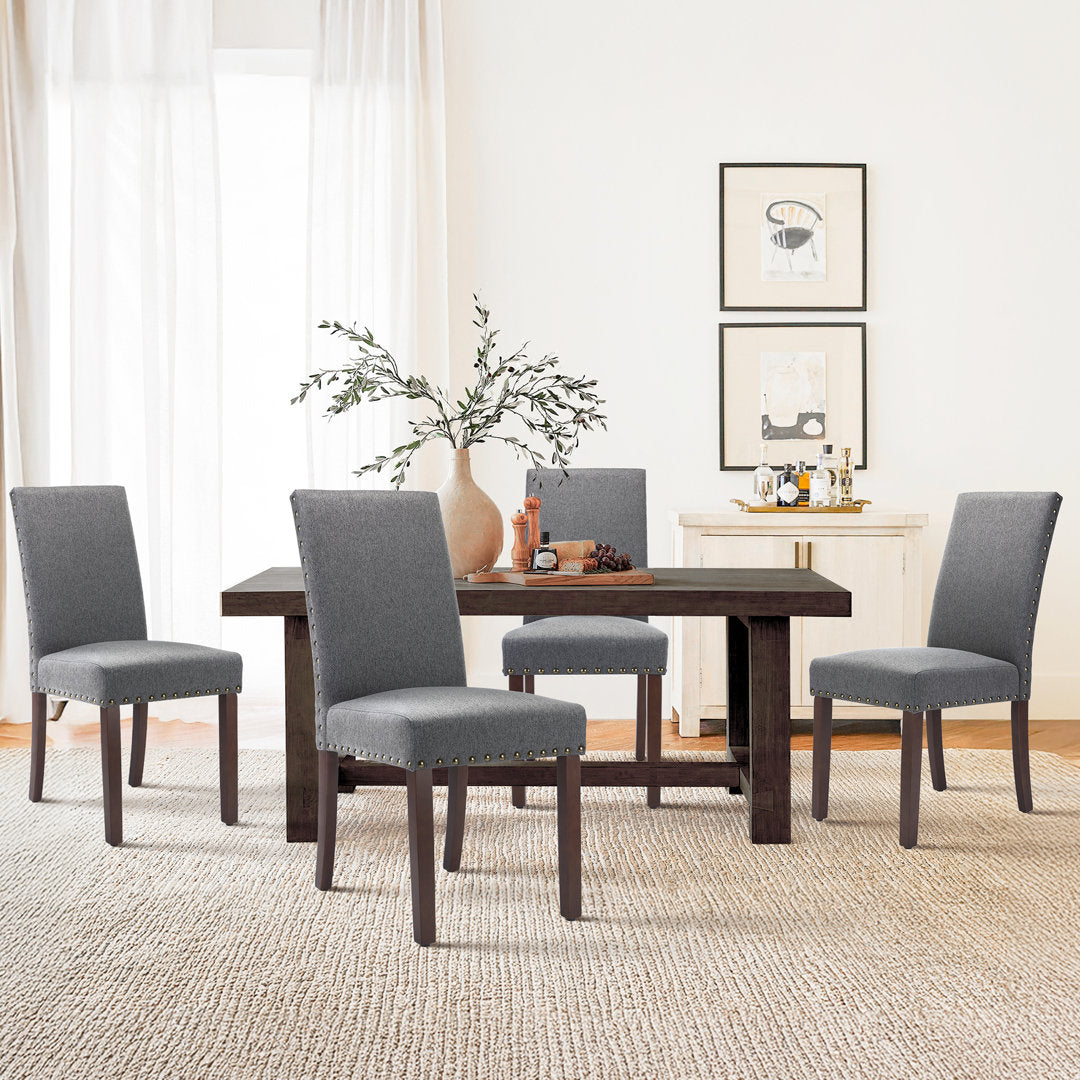 Bontrager Linen Dining Room Parsons Chair (Set of 2) Andover Mills™ Upholstery Color: Gray
