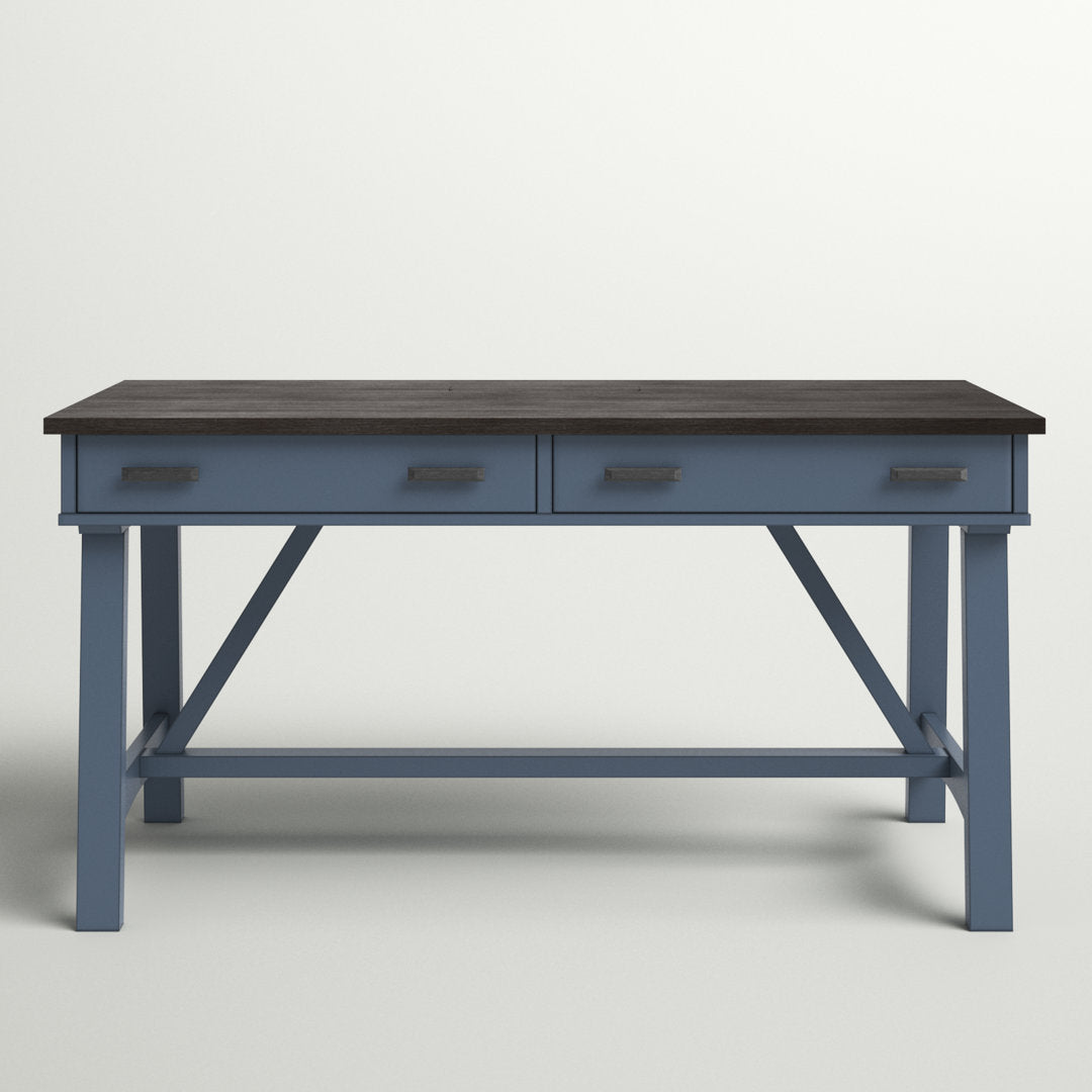 Bankston Desk with Built in Outlets Beachcrest Home™ Color: Dark Brown/Blue