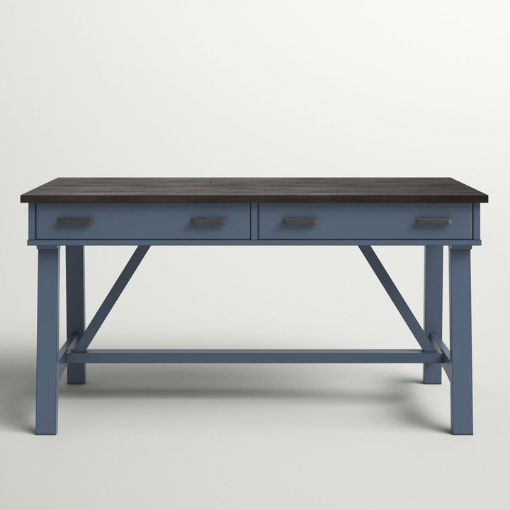 Bankston Desk with Built in Outlets Beachcrest Home™ Color: Dark Brown/Blue
