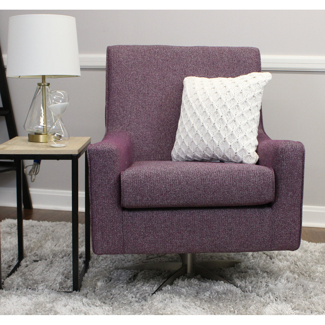 Basilina 26.25" Wide Swivel Armchair Wade Logan® Fabric: Terrace Plum Purple Polyester Blend