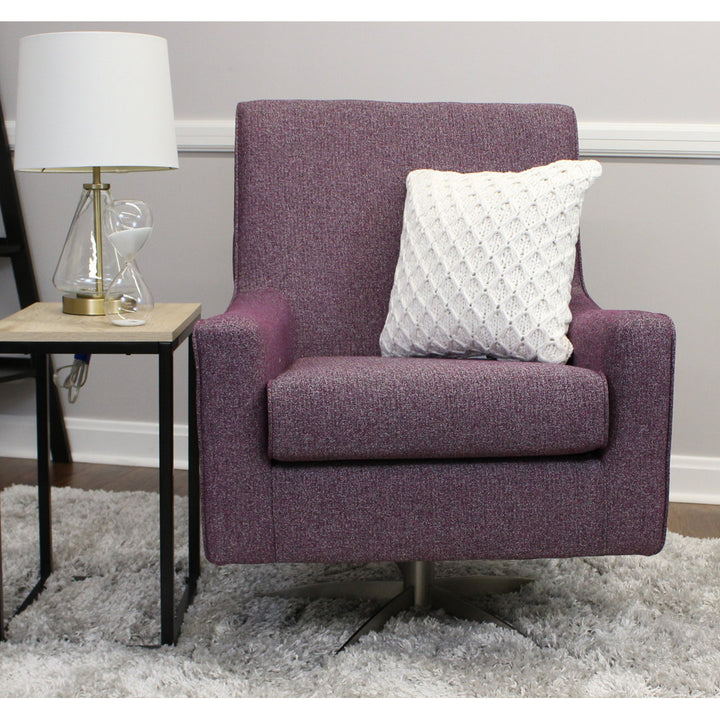 Basilina 26.25" Wide Swivel Armchair Wade Logan® Fabric: Terrace Plum Purple Polyester Blend