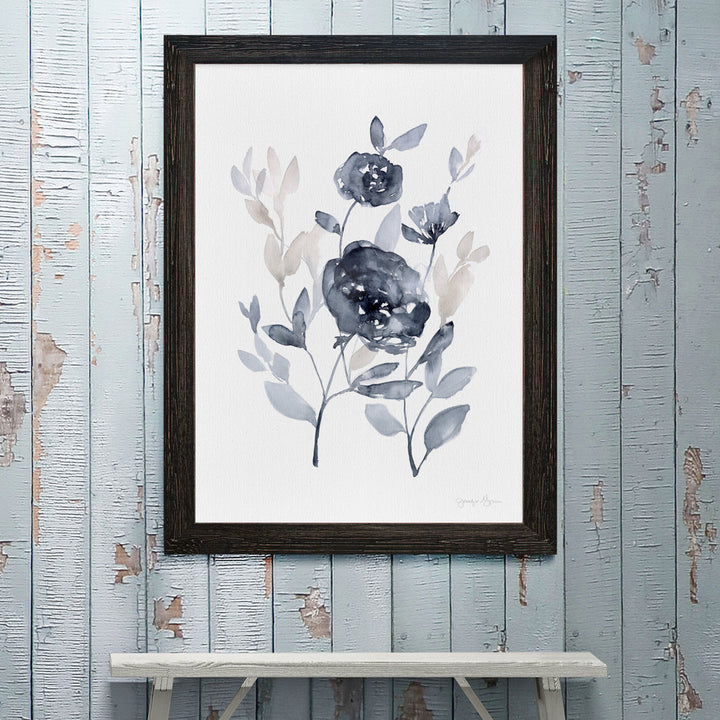 Peonies In Gray II' - Picture Frame Print on Glass Winston Porter Size: 32" H x 44" W x 1.25" D Format: Framed Ebony Canvas