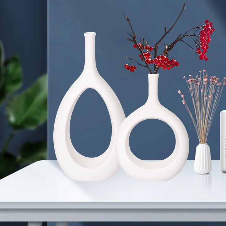 2 Piece Dinges Ceramic Table Vase Set Orren Ellis Color: White